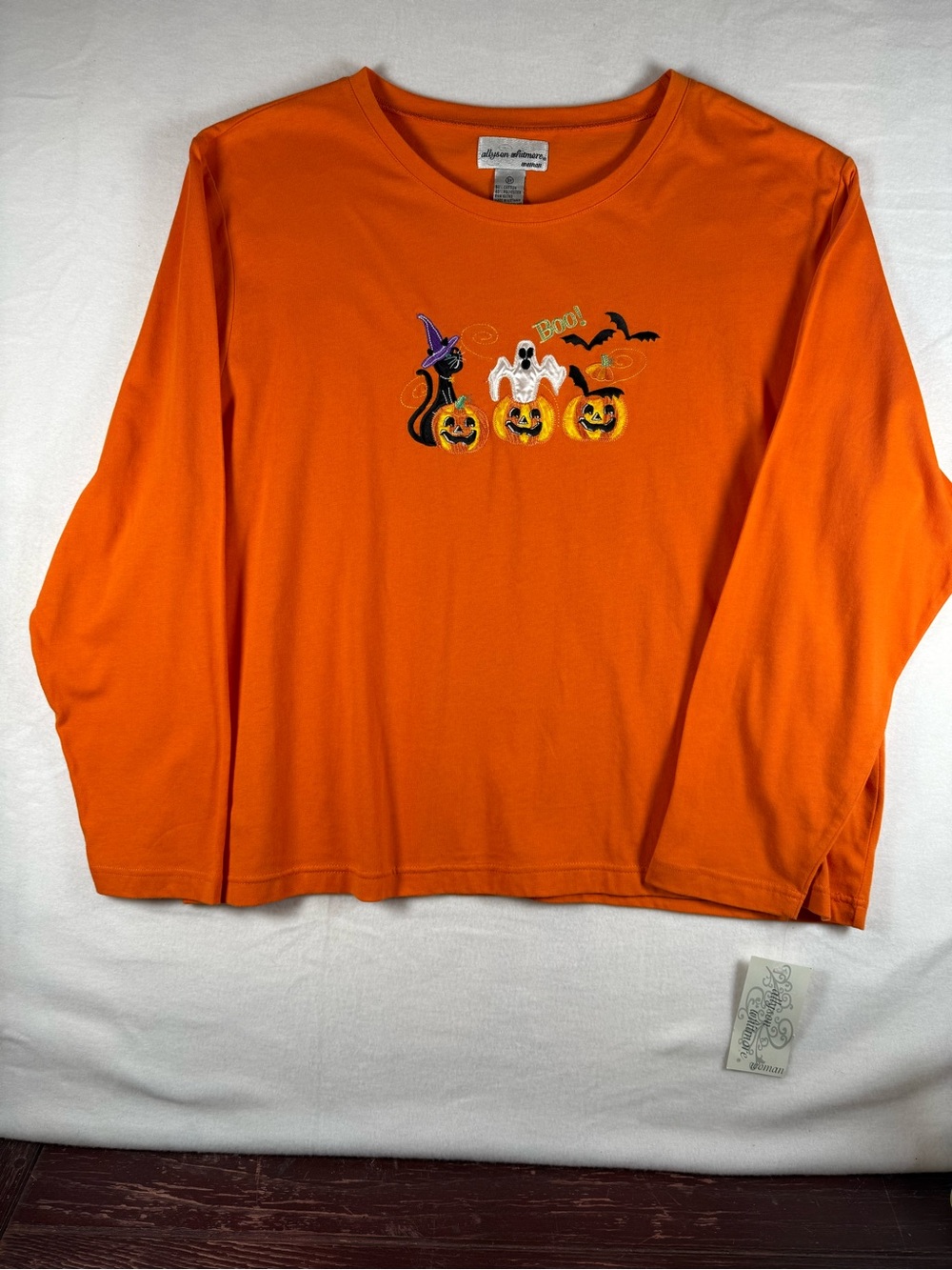 Allyson Whitmore Halloween Long Sleeve T-Shirt, Orange Size 3x NWT